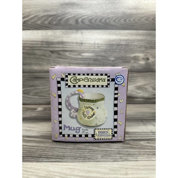 2003 Jessica Breedlove Designs Grandma FAMOUS HUGS & COOKIES 14oz Coffee Mug Cup - Picture 14 of 16